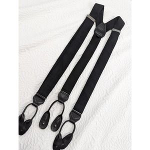 NWOT! 100% FINE SILK BRACES! SUSPENDERS, FAUX LEATHER TRIM, ADJUSTABLE!